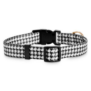 Bond & Co Collar Negro Diseño Pata de Gallo con Broche para Perro, Grande/X-Grande