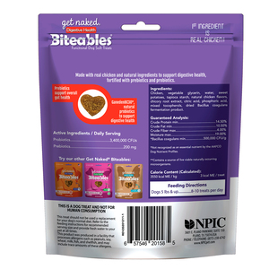 Get Naked Biteables Premios Funcionales para Salud Digestiva Receta Pollo para Perro Adulto, 170 g